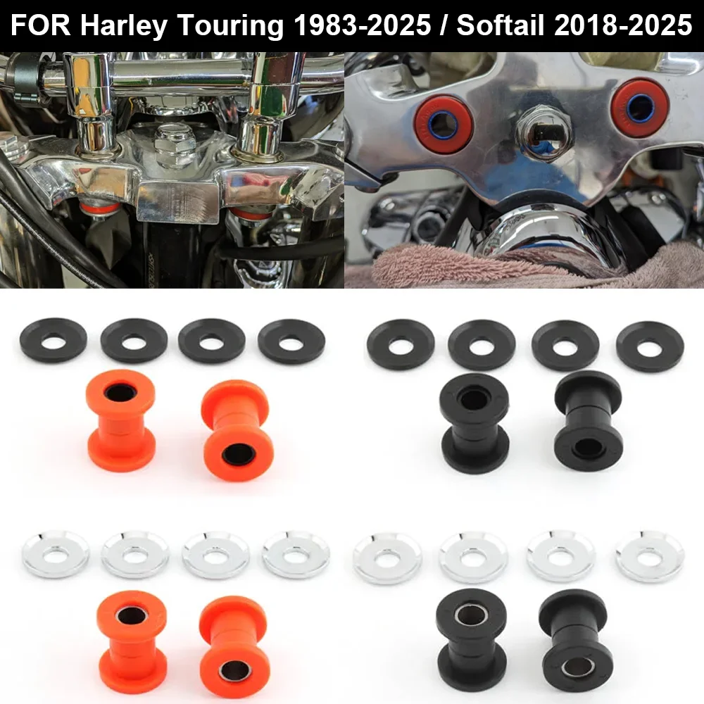 

For Harley Touring 1983-2025 / Softail 2018-2025 Handle Bar Riser Bushing Retainer Washers / Inner Sleeves Steel & Polyurethane