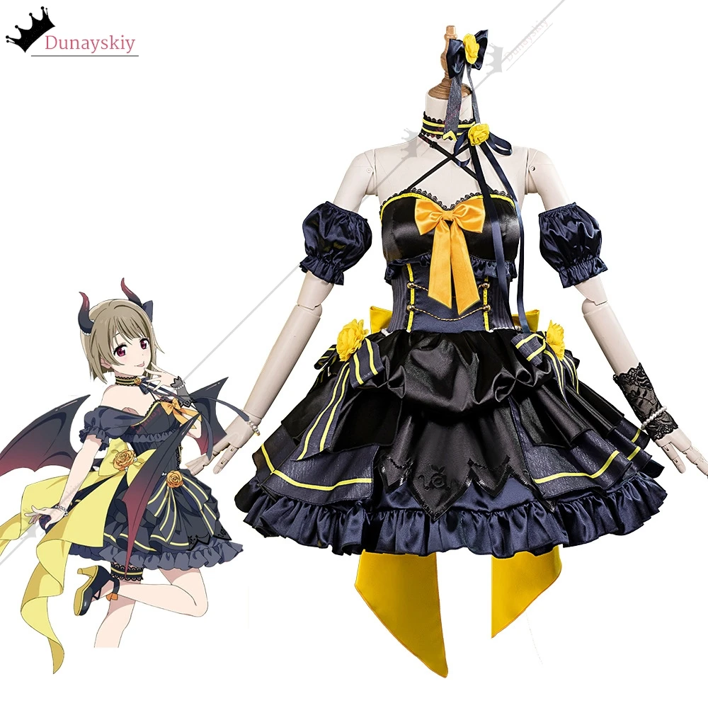 アニメ ラブライブ！ 虹ヶ咲学園スクールアイドル同好会中須かすみコスプレ衣装悪魔グループゴスロリドレスウィッグ女性パーティーセット