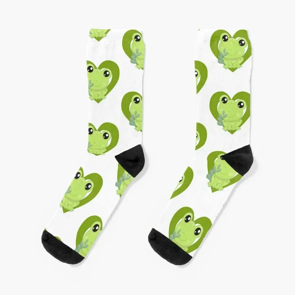 

Cute Frog Lover Heart Socks custom sports Stockings new in's Rugby Socks For Men Women's