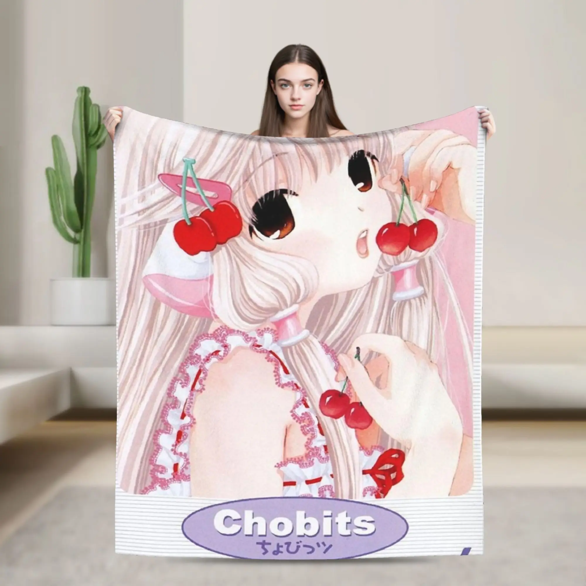 chi from chobits Knitted Blanket   Flannel Throw Blankets Bedroom Sofa Printed Soft Warm Bedsprea