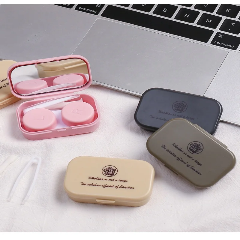Travel Contact Lens Box Ins Candy Colored Lens Box Mirror Eyewear Organizer Heart-Shaped Contact Lens Case For School Business