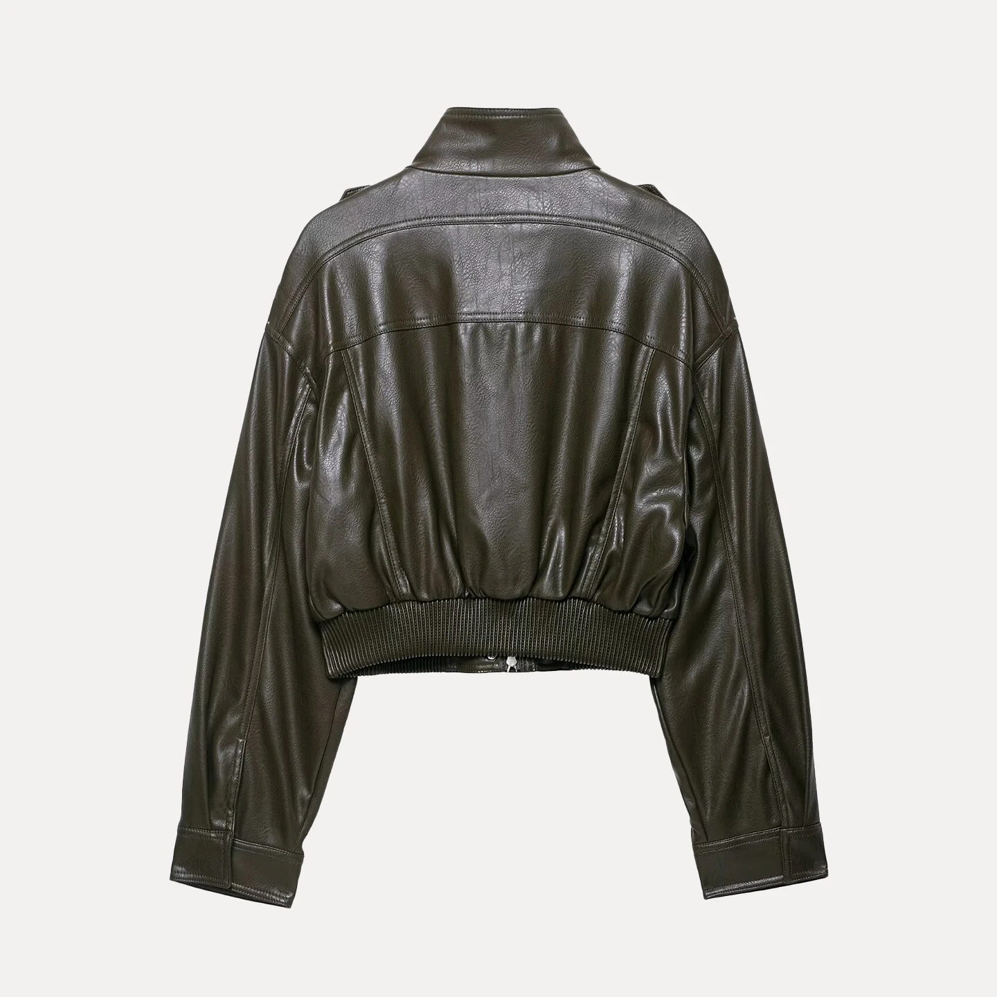 Z 2025 جديد Faion ort جلد Jaet المرأة ملابس خارجية شخصية غير رسمية سستة إغلاق طويل Sve تخفيف Sle