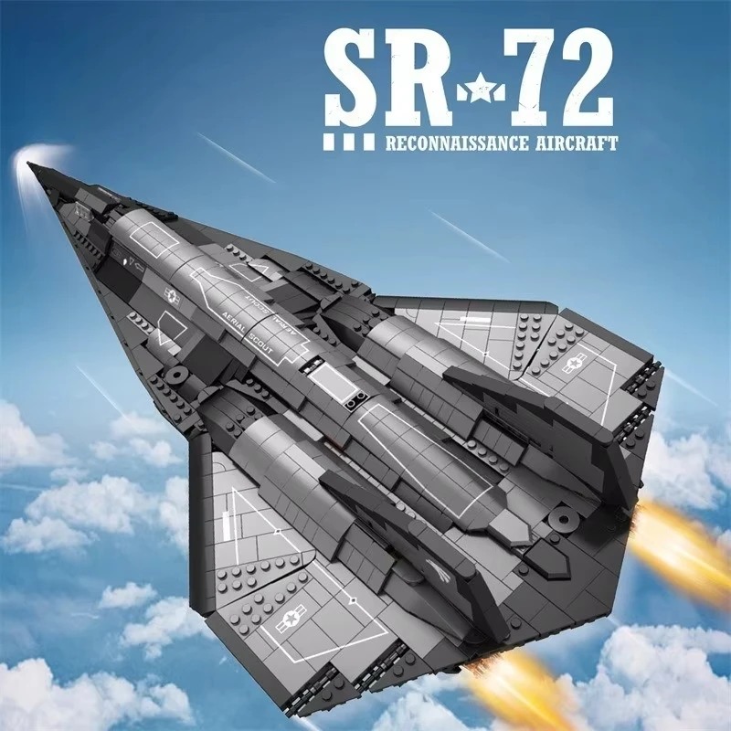 

2071pcs SR72 Reconnaissance Fighter Plane Military Aircraft Building Blocks Set Assembly Model Ornament Toy Gift for Adults