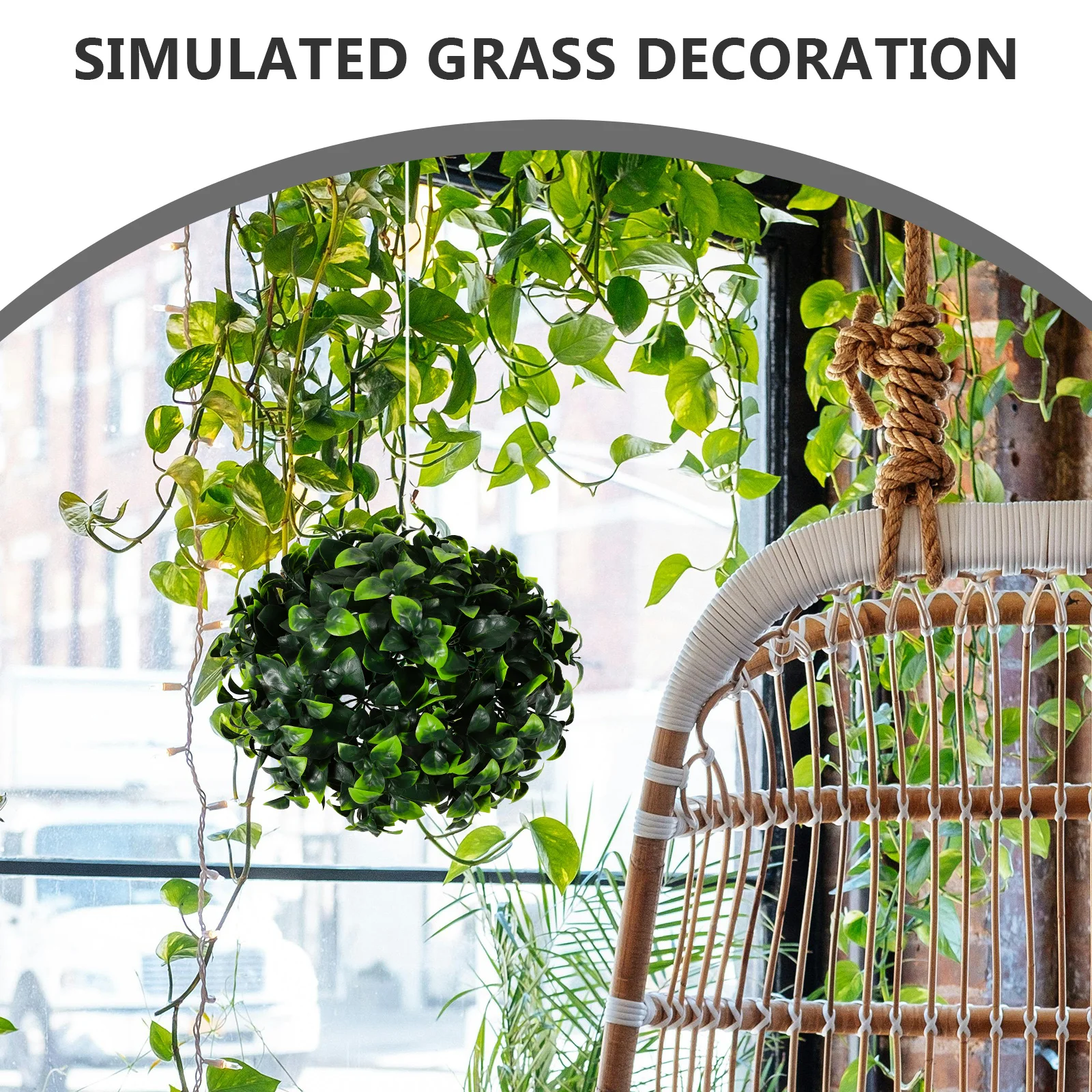 كرة توبياري نباتية صناعية 30 سم ديكور كرة عشبية معلقة واقعية لديكور المنزل الداخلي والخارجي #2