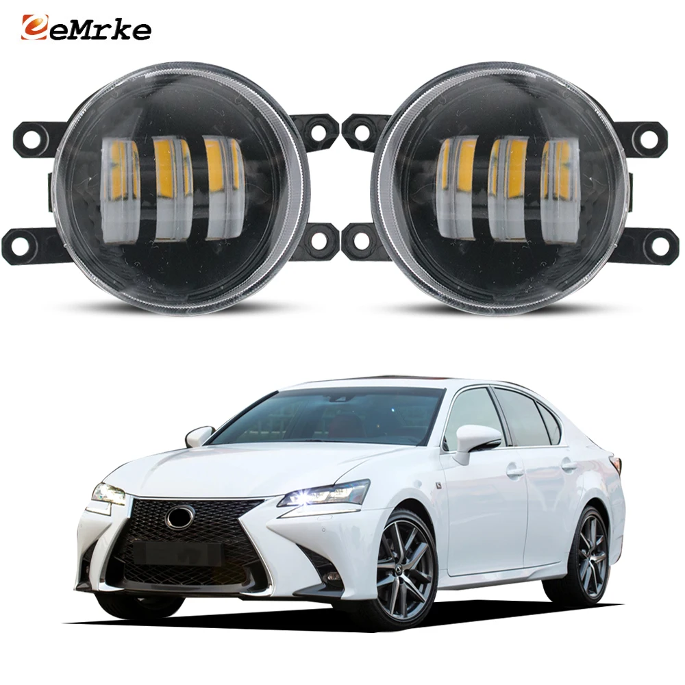 Led Fog Lamp Assembly 15Wx2 Car PTF White Yellow Color Light DRL for Lexus GS L10 GS200t GS300 GS350 GS300h GS450h Post-facelift