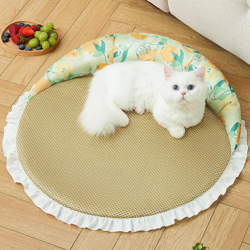 Cat Mat Summer Sleeping Rattan Mat Summer Mat Cathouse Doghouse Summer Kitten Puppy Pet Bed Gatos Accesorios Wholesale