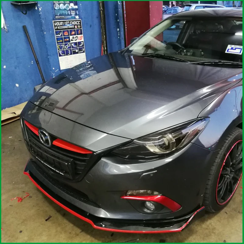 

Для Mazda 3 2014-2018 передний бампер, диффузор для губ, защитная пластина, спойлер, накладка, комплект кузова, Стайлинг автомобиля, автоаксессуары
