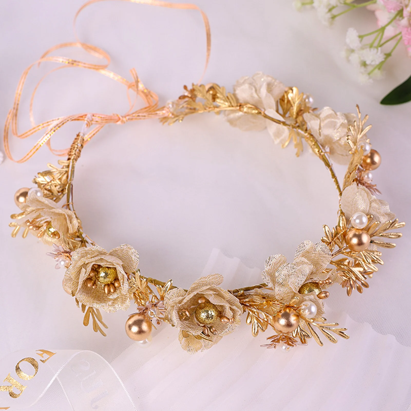 

Women Bridal Girl Flowers Head Hoop Crown Headband Wedding Headpiece Hair Band Accessories Artificial Wreaths Garland Gift