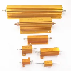 5PCS 100W 50W 25W 10W Aluminum Power Metal Shell Case Wirewound Resistor 0.1~10Kohm 1 20 200 500 1K 10K resistance load resistor