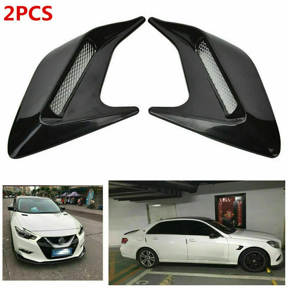 2Pcs 3D Car Side Vent Air Flow Fender Sticker Auto Simulation Air Inlet Decorative Shark Gill Intake Hood Car Decor Modification