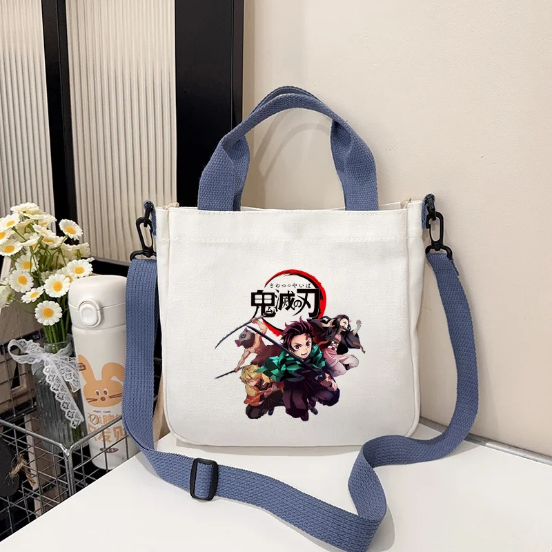 Demon Slayer Handbags Kawaii Cartoon Anime Pattern Printed Shoulder Bag Boys Girls Cute Crossbody Bag Birthday Party Gifts New