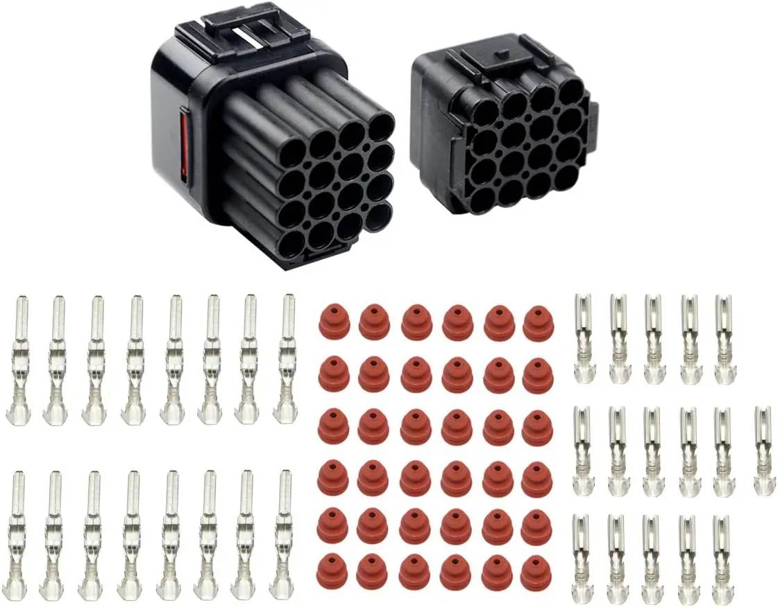 

5 Kits 16 Pin Waterproof Electrical Connector Plug for Car Automotive, Fits 2.2mm Terminals Wire