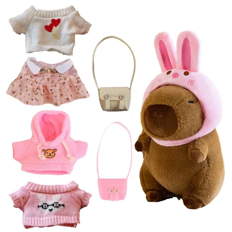 9 Inch Dress Up Capybara Plush Doll with Clothes and Accessories Cute Stuffed Capybara Dolls Plushies Capybara Figure child gift