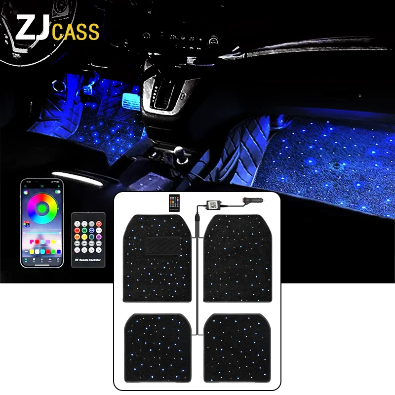 

LED Car Floor Mat,APP control interior atmosphere light Front & Rear Automotive Carpet Floor Mats Universal for Suvs,Sedans,Vans