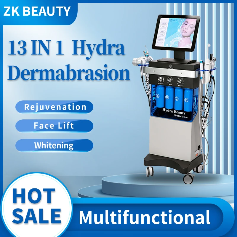 

Professional 13 IN 1 Facial Hydro Device Aqua Peel Up Oxygen Hydra Deep Cleaning Rejuvenation Micro Dermabrasion Machine