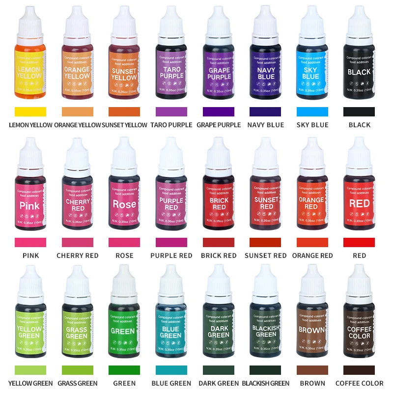 FAIS DU 10/12/20Pcs Cake Coloring Set 10mL/0.34oz Pigment for DIY Cake Decorating Bake Tools Cake Dyes Pastry Bakery Accessories