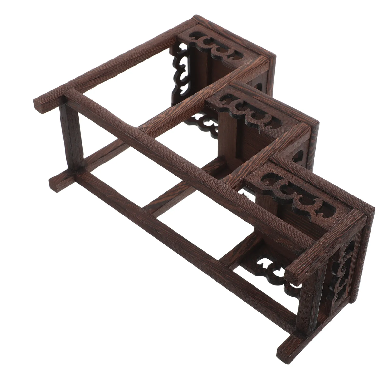 Wood Display Stand Elegant Multi-Functional Step Design for Home Office Shelf Display Rack Decorative Wooden