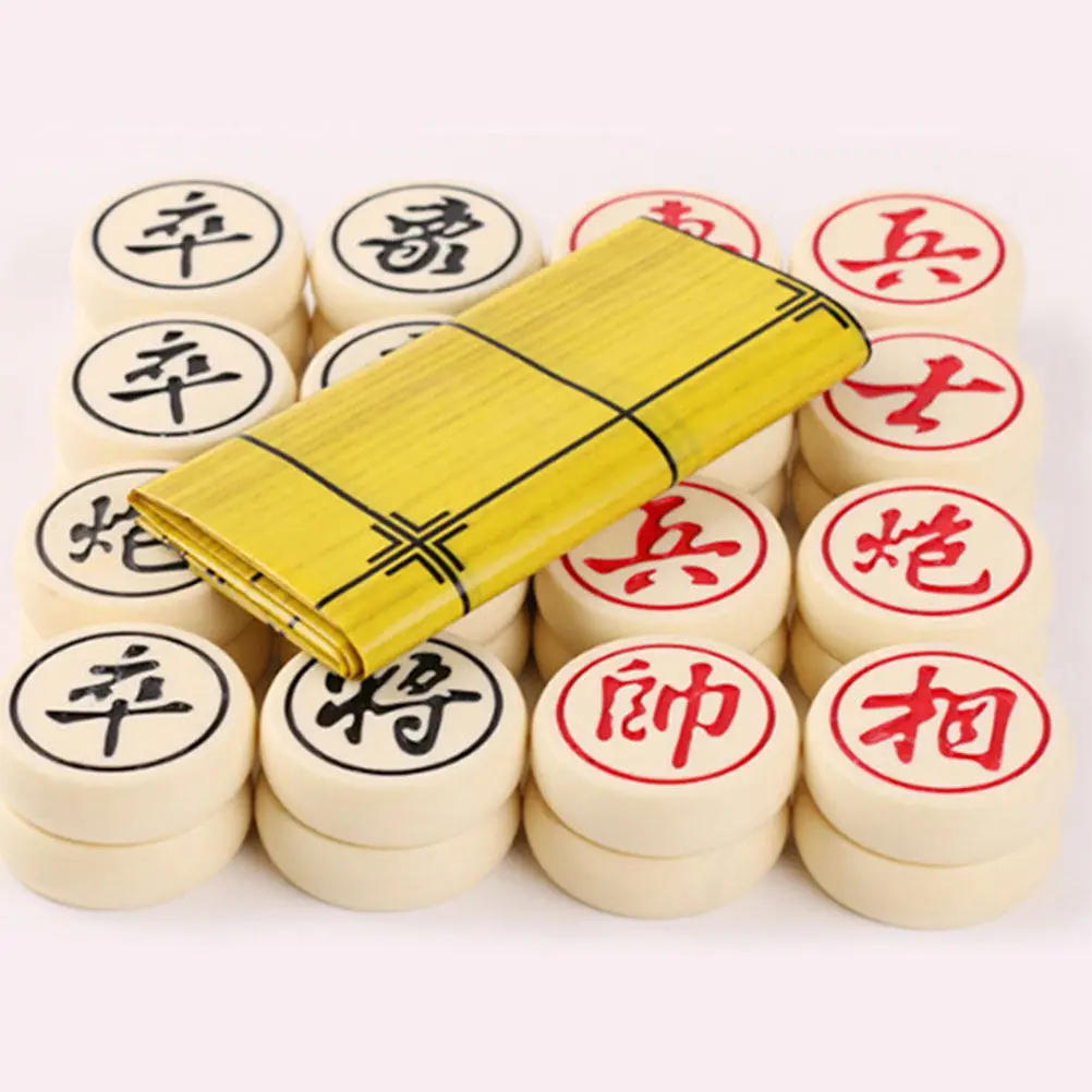 

3D Chinese Chess Set Resin High-End Board Game for Kids Adults Educational Mind Home Office School Use Beige