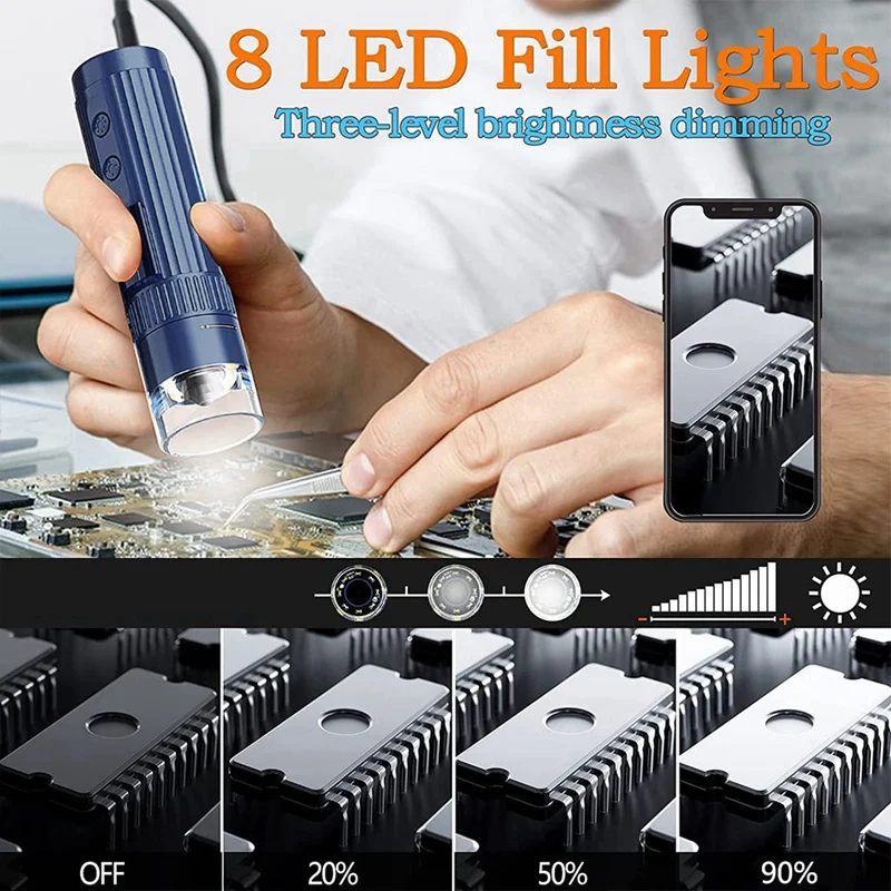 1 Piece Digital Microscope Handheld Pocket Microscope Adults Wireless HD Microscope Camera