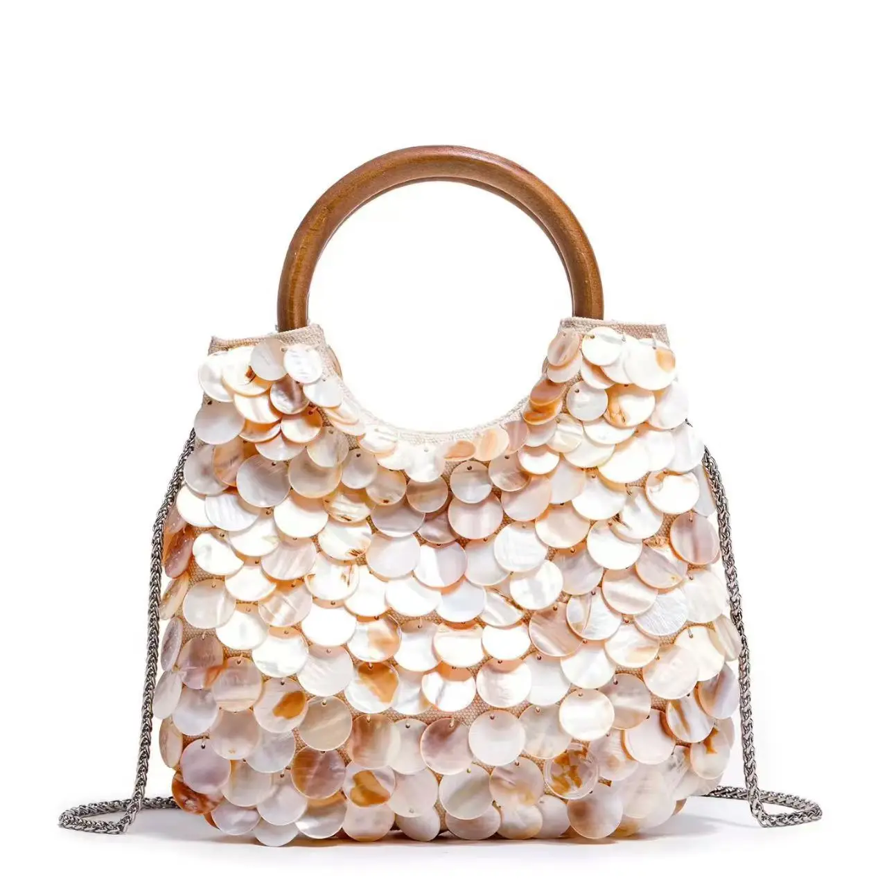

Handmade Fairy Beaded Bag​​ Shell Embellishments​​ ​Compact Size​​ Woven Shoulder Bag​​s​​Large Capacity Mermaid Style​​