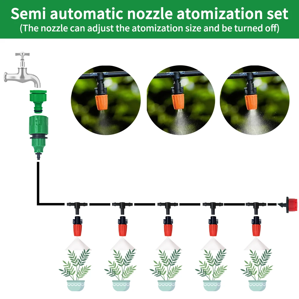 Nebel düsen Bewässerungs set 5m-20m Garten automatische Sprühnebel anlage Bewässerungs system mit pe Schlauch und Stecker – Detail 3