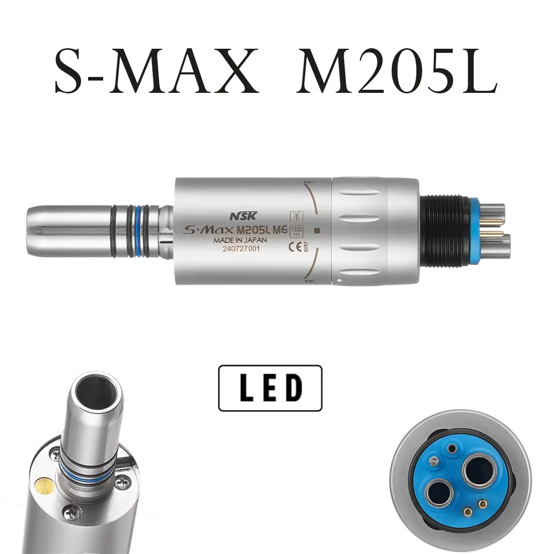 NSK Air Motor S-Max M205L Fiber Dental Low Speed Micro Power Generator E-type LED Illumination M6 Internal Water Spray Dentistry