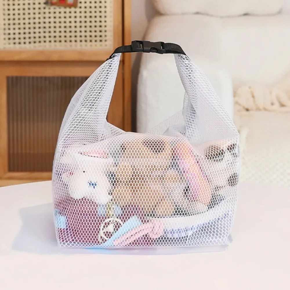 Large Capacity Mesh Storage Bag Portable Snap-button Wash Makeup Handbag Waterproof Toiletry Bath Organizer For Travel Swimming