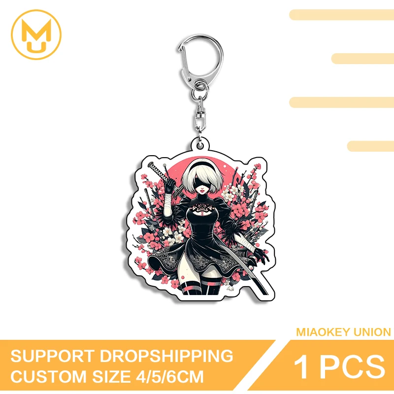 Nier 2B Sexy Waifu Treasure Key Chain Transparent HD Double Sided Keychain Delicate Game Peripherals Jewelry Accessories Gifts