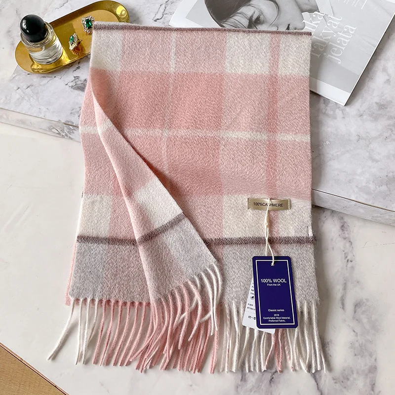 100% Cashmere Winter Design Pashmina Wool Scarf for Women Warm Thick Shawls and Wraps Female Bufanda Echarpe Tassel Muffler