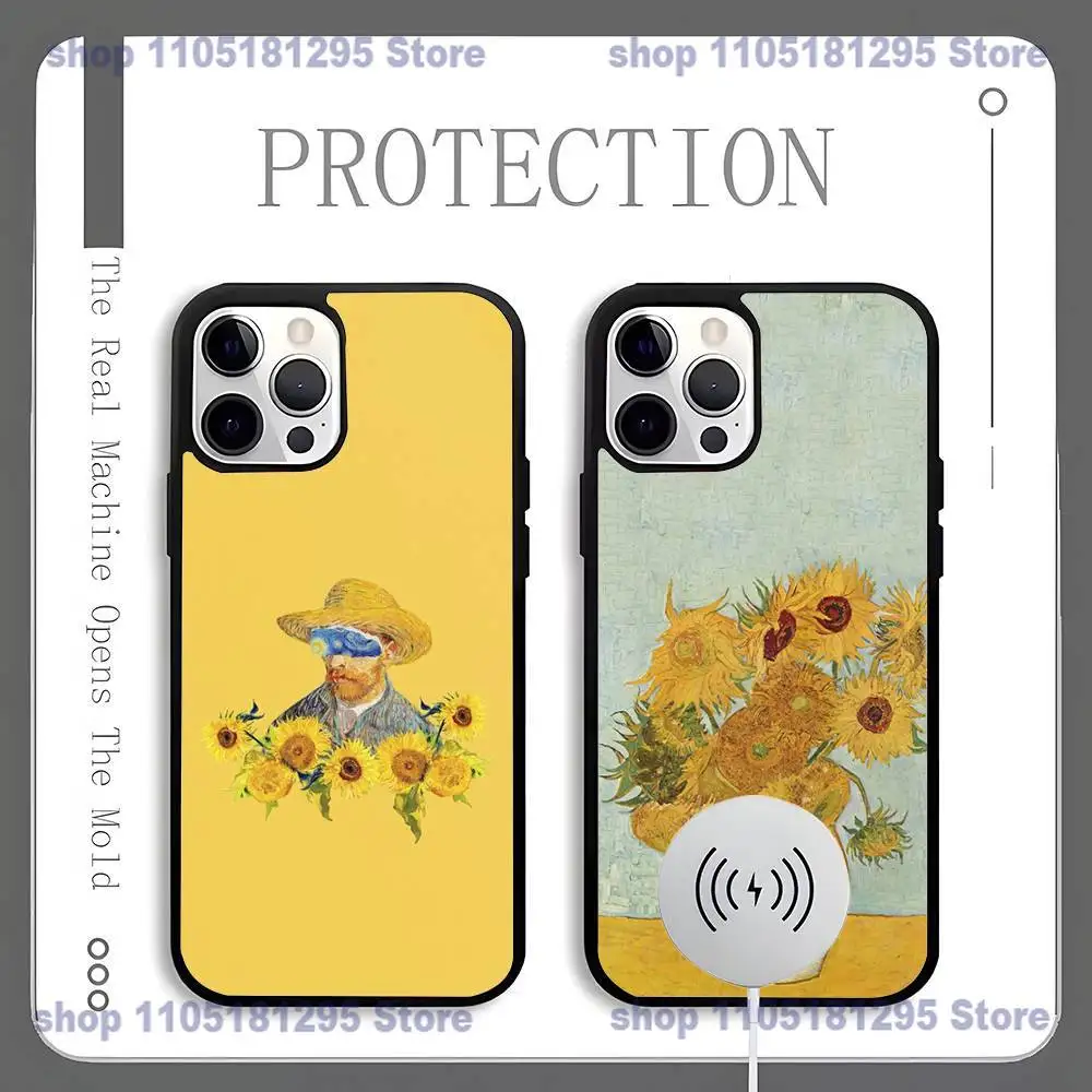 

Sunflower Art V-Van Gogh Phone Case For iPhone 17,16,15,14,13,12,11,Pro,Max,Plus,Mini,SE4,E Magnetic Magsafe Wireless Charging