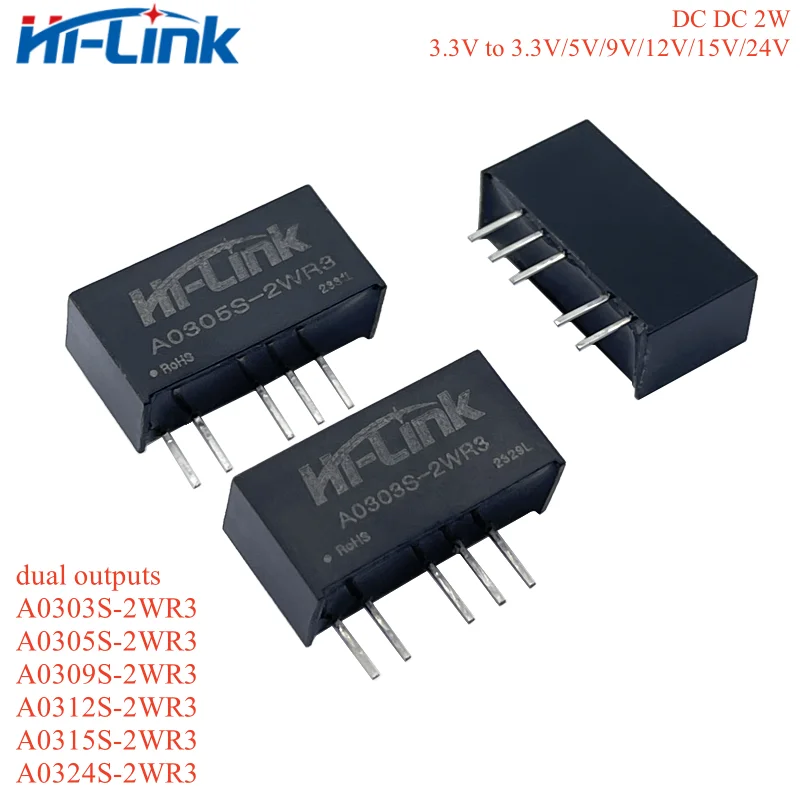 وحدة امدادات الطاقة المنزلية ، الإخراج المزدوج ، DCDC محول ذكي ، مصغرة ، مرحبا لينك ، تيار مستمر تيار مستمر ، A0305S-2WR3 ، 2 واط ± 3.3 فولت ، 200mA ، 2 قطعة/الوحدة