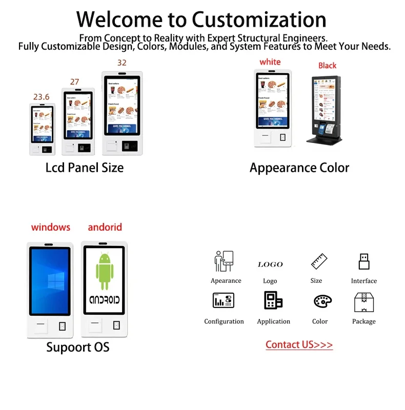 21.5-Inch cashless payment device Self-ordering payment end point kiosk for ordering with POS software