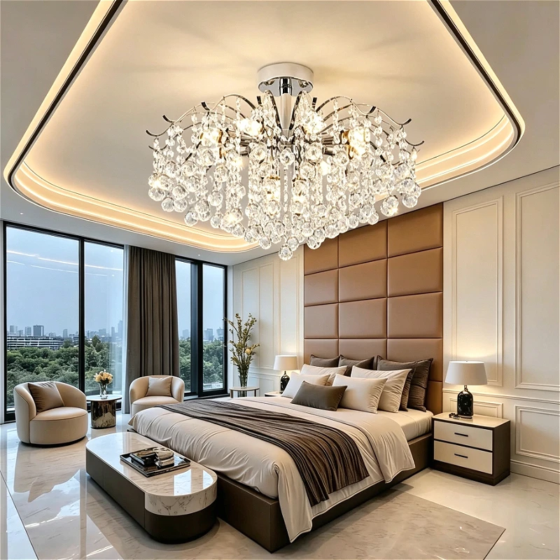 

Modern Dandelion LED Pendant Lights Simple Creative Crystal Chandelier Living Dining Room Hall Villa Lighting Fixture Home Decor