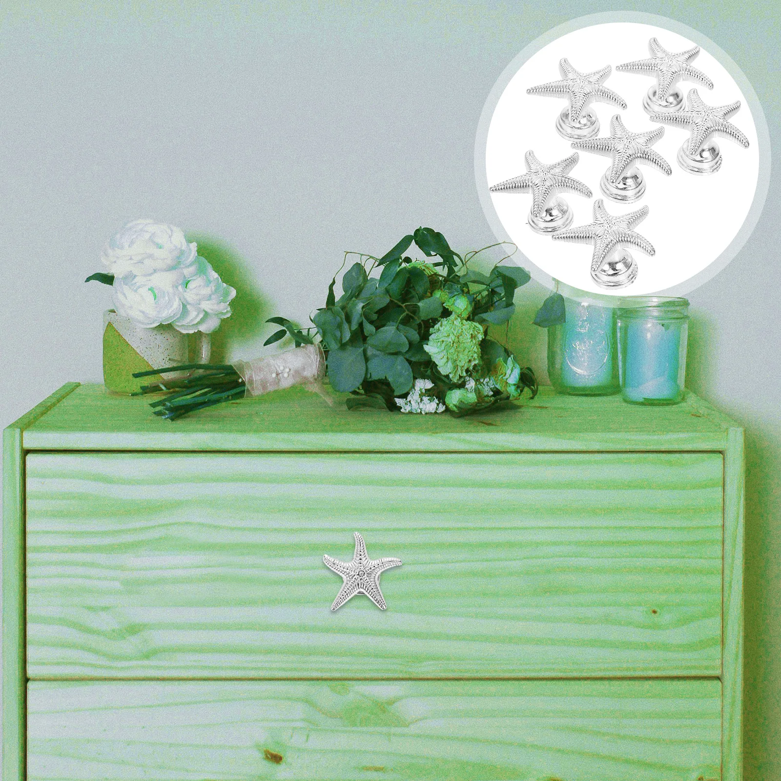 

6Pcs Zinc Alloy Cabinet Handles Sea Star Design Modern Drawer Pulls for Kitchen Bedroom Decorative Knobs Sea Star Door Handle