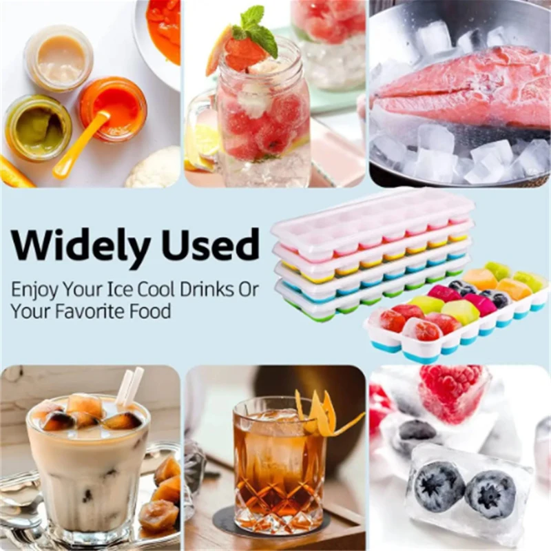 14 Grid Cube Tray Silicone Mold Square Ice Cube Tray Mold Ice Cube Maker Non-toxic Durable Bar Pub Wine Ice Blocks Maker