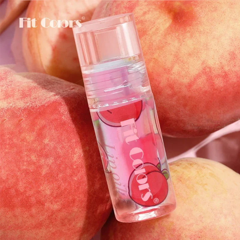 Óleo labial hidratante de frutas com ácido hialurônico desbota linhas labiais transparente brilho de água esmalte efeito espelho duradouro
