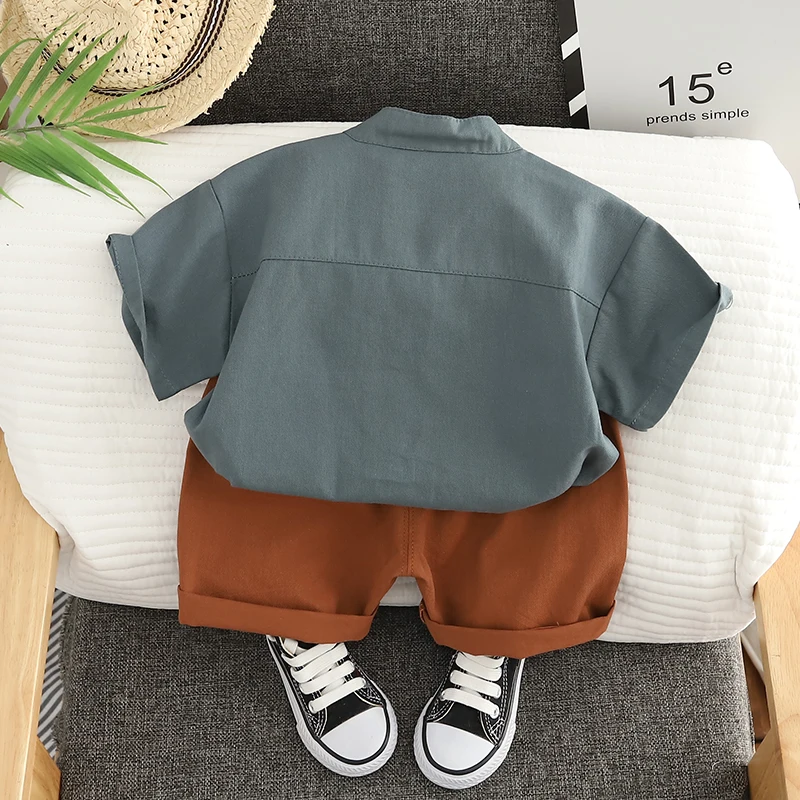 Ensemble de 2 pièces pour bébé garçon de 0 à 5 ans, t-shirt court et uni, vêtements en coton pour enfants, survêtement à la mode, été
