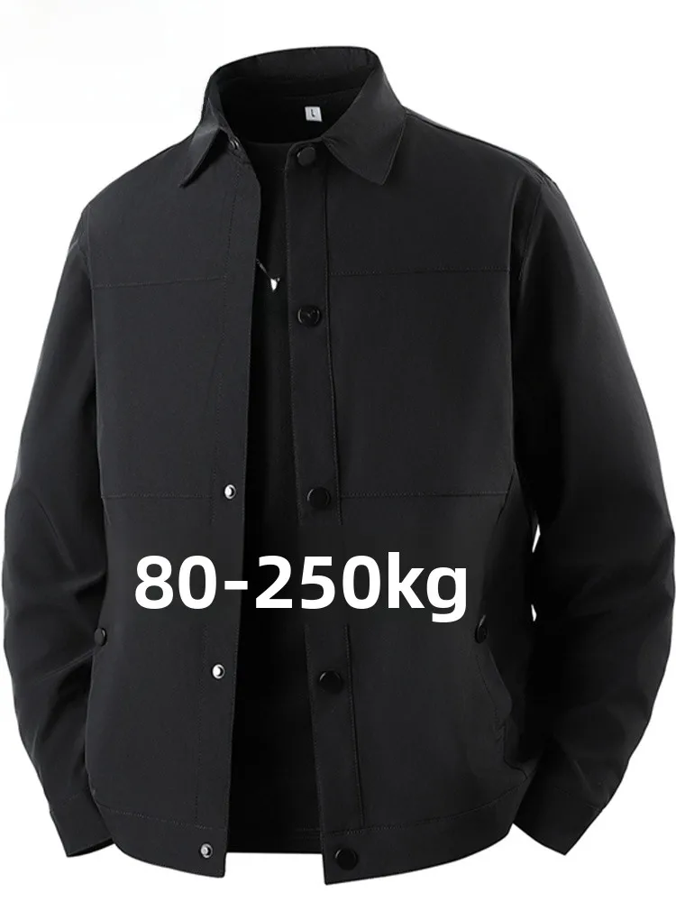 

Large Size Casual Loose Fit Men's Jaet Spring Autumn New Sle Faion Simple Turn-down Collar Workwear Outerwear