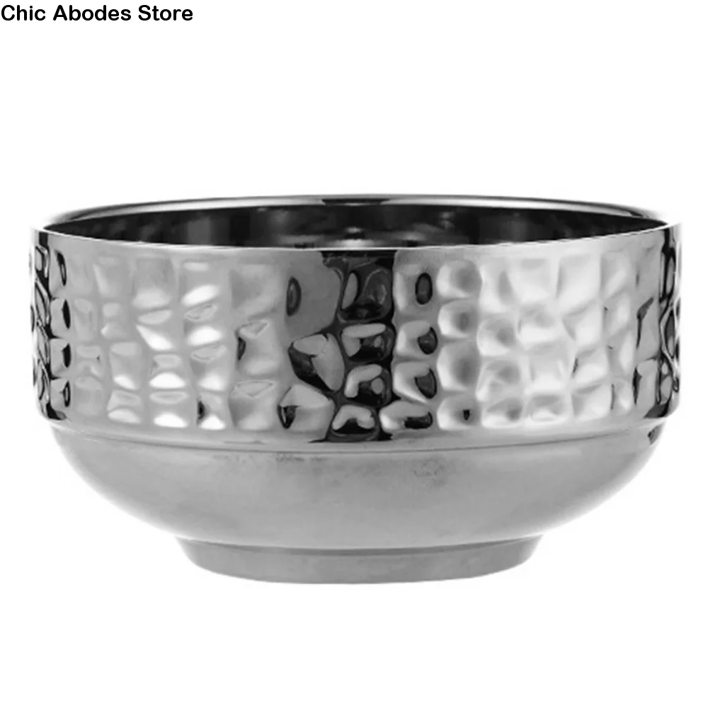 

Double Layer Ice Cream Bowl Thickened Hammer Pattern Children's Insulated Bowl Reusable Unbreakable Salad Soup Bowl Cereal Bowl