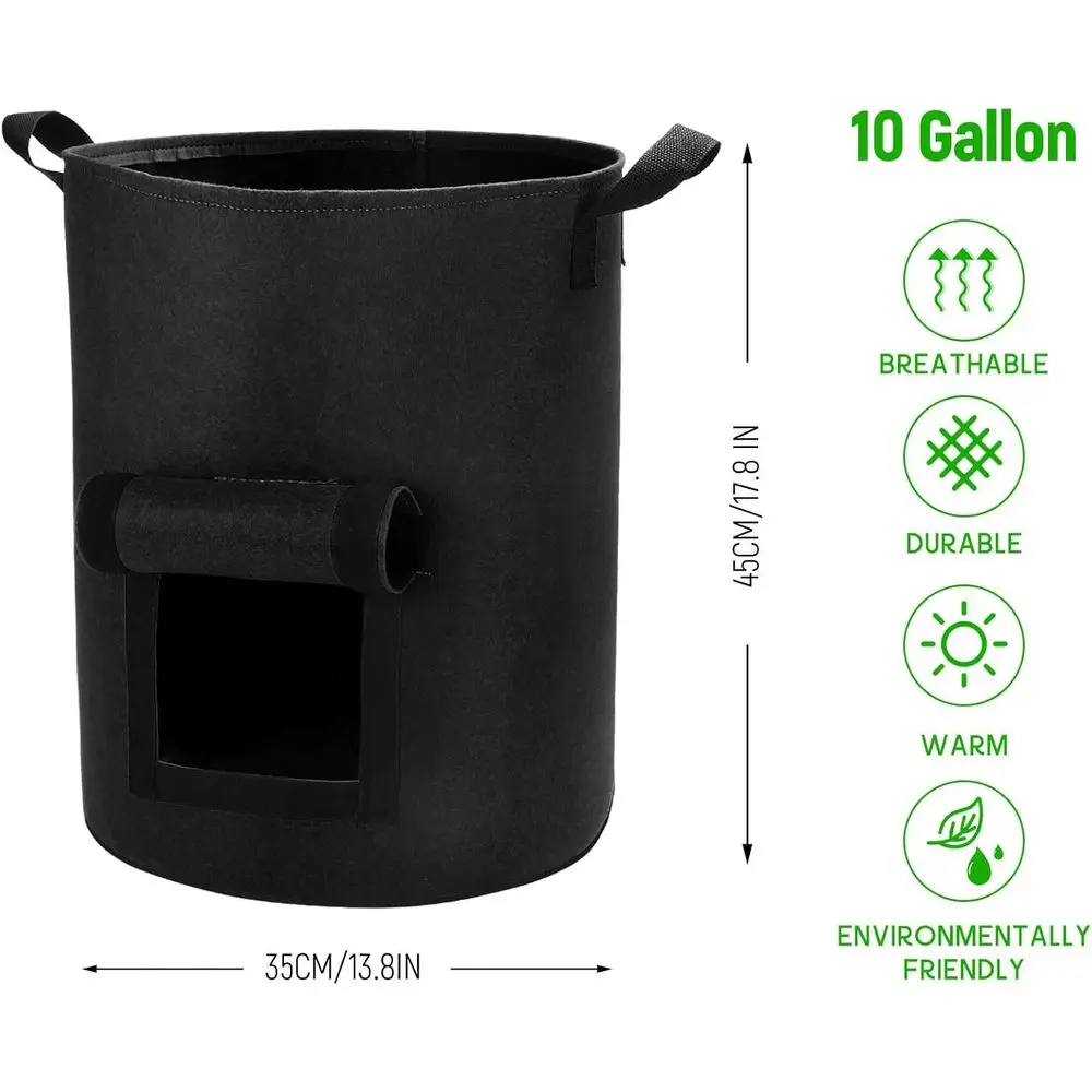 4 Pack 10 Gallon Grow Bags with Handles, Heavy Duty Fabric Pots for Planting Potato, Carrots