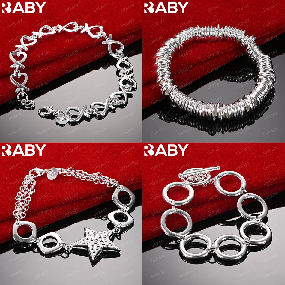 

URBABY 925 Sterling Silver Design Bracelets For Women Men Charm Trend Birthday Gifts Fashion Party Fine Jewelry