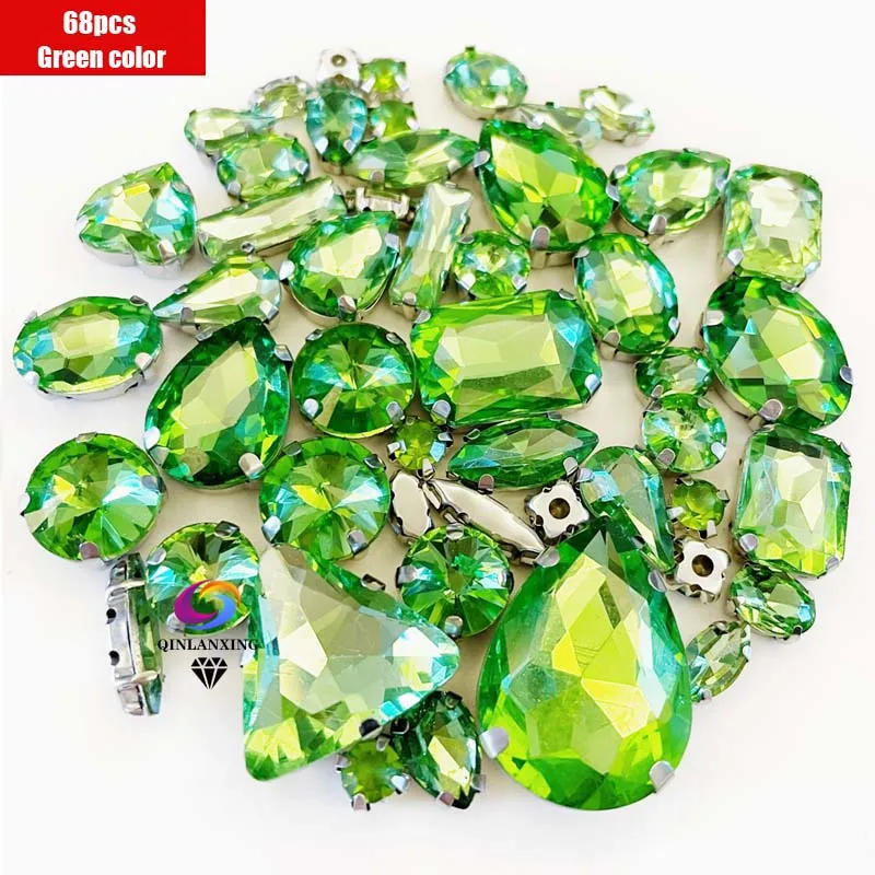 68Pcs Mix Kristall Splitter Klaue Einstellung Strass Nähen Kleiden Für Handarbeit Stein DIY Nähen Auf Hochzeit Kleid Schuhe Taschen – Detail 18