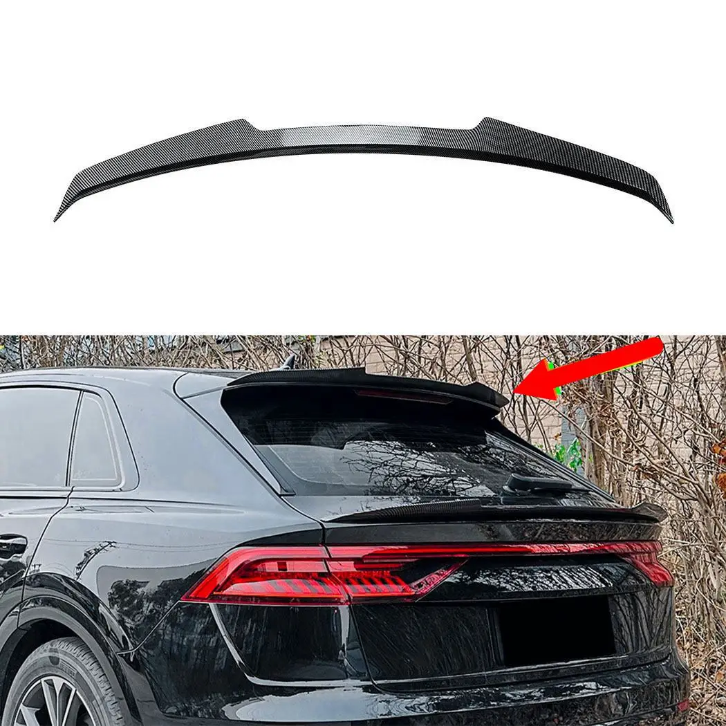 

Задний спойлер для Audi Q8 Sline 2019-2023, глянцевый черный, с эффектом карбона, накладка на крышку багажника