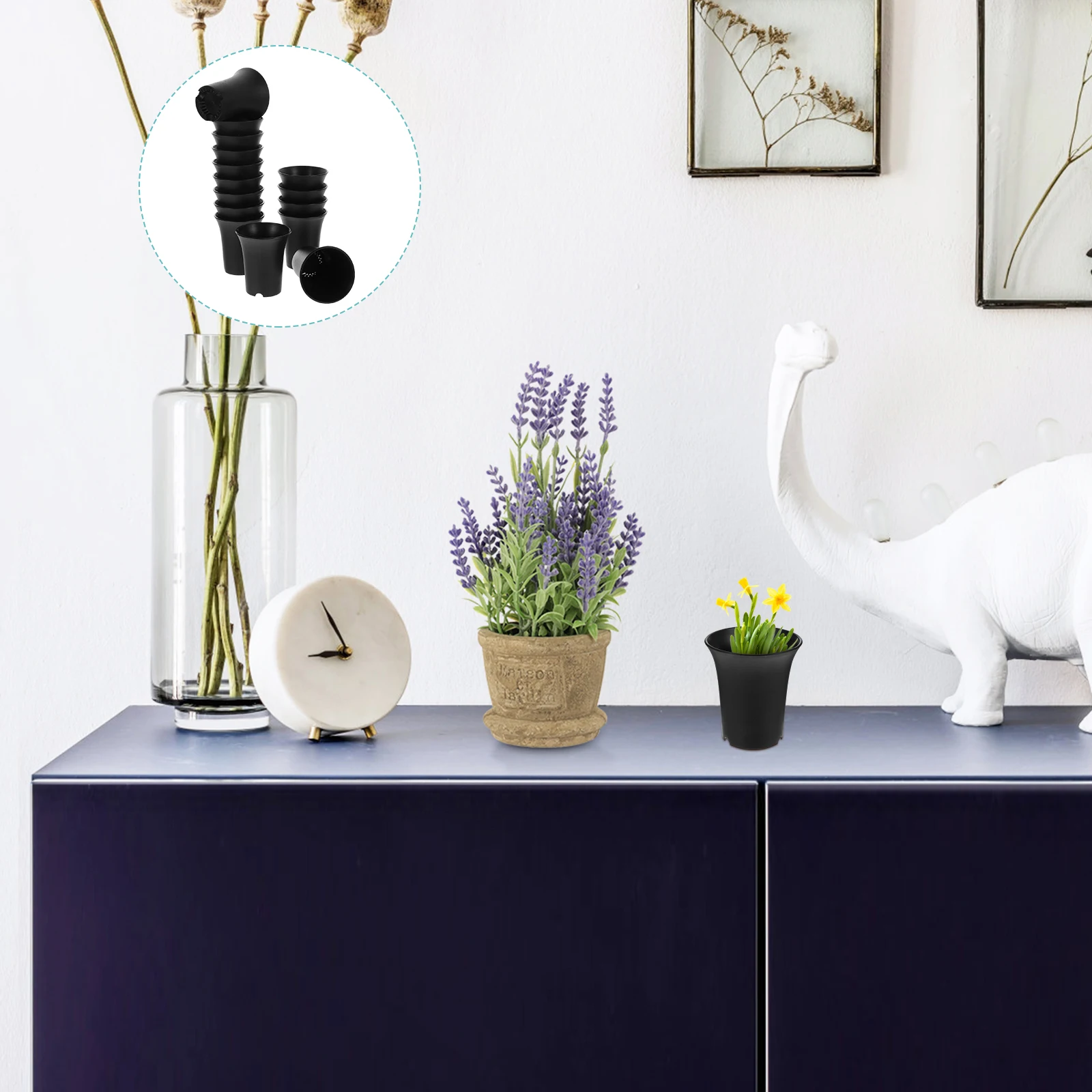 

15pcs Waist Flower Pot Plastic High Tube Flower Pot Indoor Outdoor Planters Adjustable Size for Garden Living Room