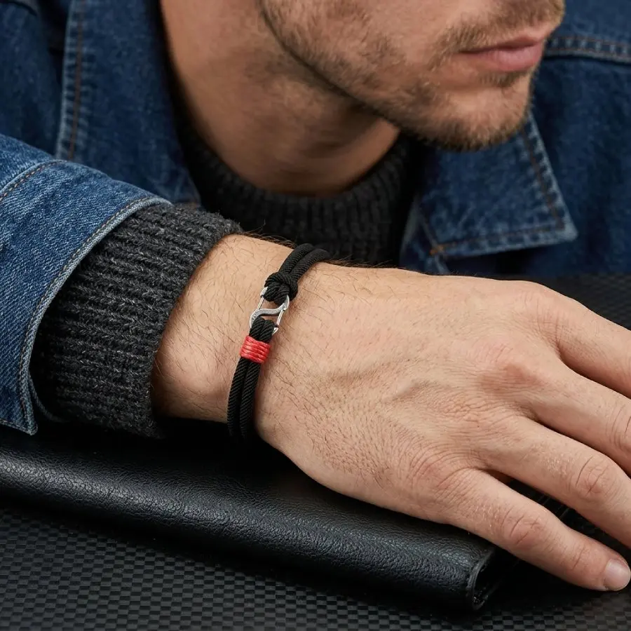 Unique Men Cord Bracelet Premium Selected 3mm Rope 7 Color Options Exquisite Stainless Steel Buckle Boyfriend Wrist Accessory