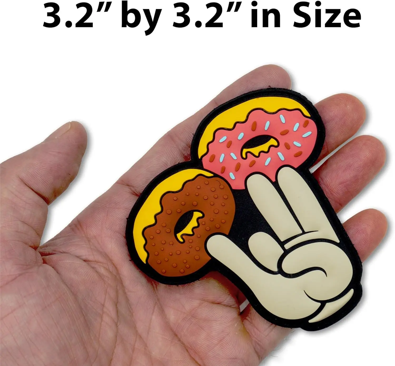 \'Shocker Donuts\' Morale Tactical Patch 3D PVC Funny Hook&Loop Emblem Humorous Donuts Finger Badge DIY Military Backpack Stickers