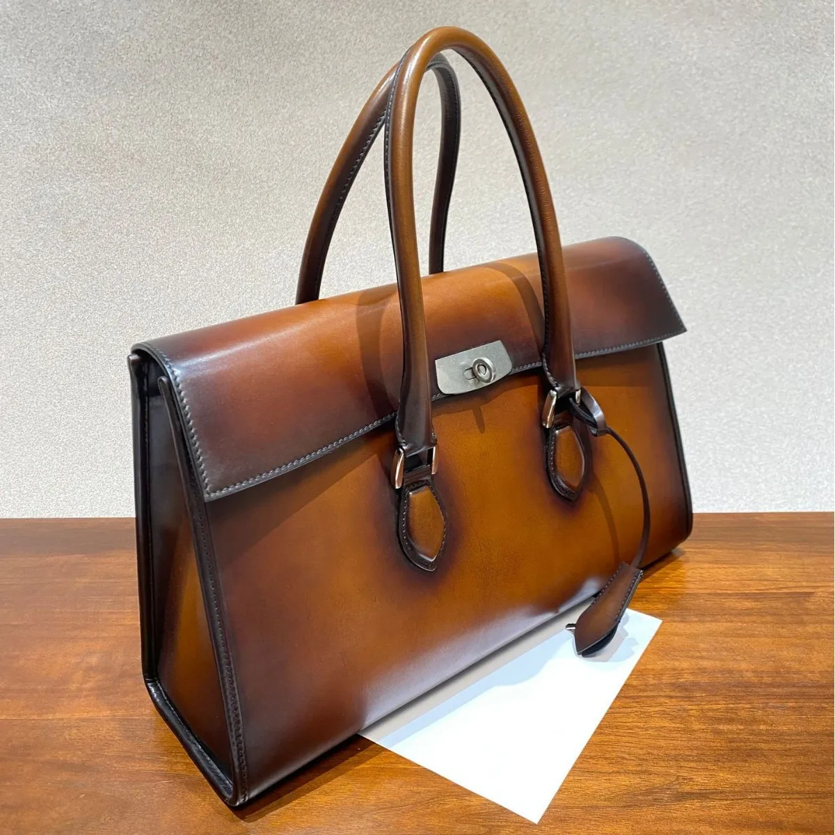 Men's Vintage Grade A Calfskin Briefcase, Large Capacity Lock Anti-theft Design, Handheld & Shoulder Bag, Wholesale In Stock