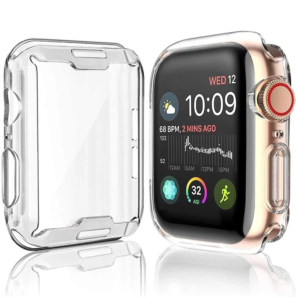 Schlankes Voll gehäuse für Apple Watch Serie 8 7 6 5 4 3 se Silikon hülle für iwatch 38 40 41 42 44 45 49mm klarer TPU-Displays chutz