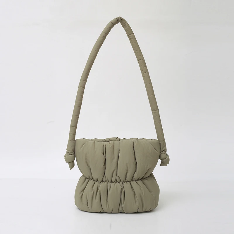 

2025 Winter New Pleated Cloud Bag Bright Color Designer Padded Nylon Women's Shoulder Bag Magnetic Closure Purses Down Cotton
