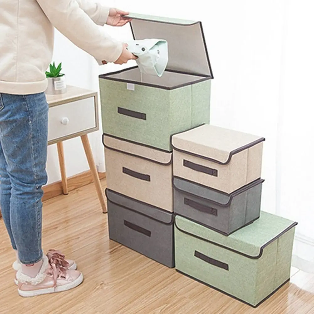 Large Capacity Household Quilt Organizer Washable Foldable with Lid Storage Box Wardrobe Container Laundry Basket Underwear Box